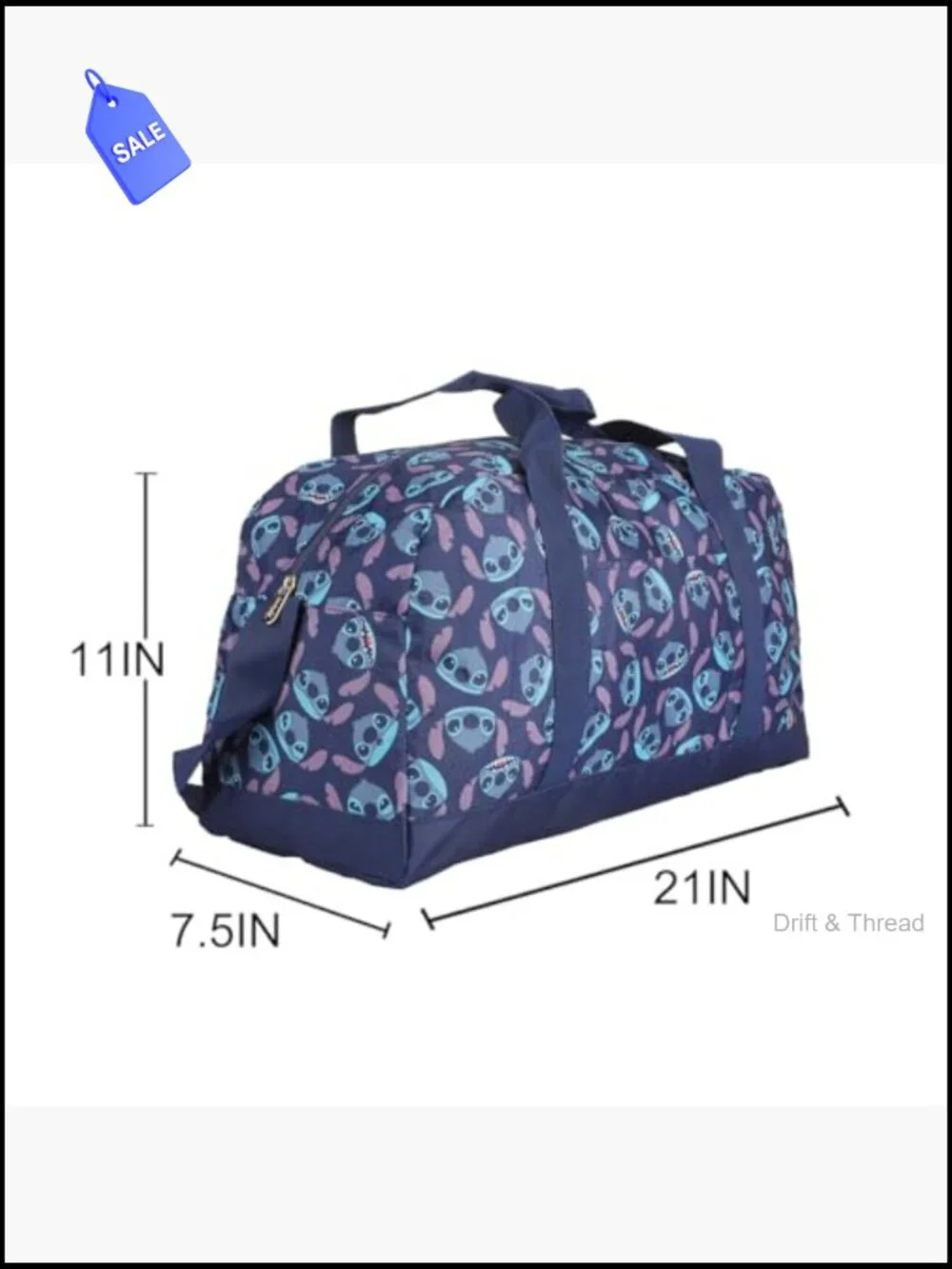 Lilo & Stitch Face Print 21-inch Packable Duffel Travel Bag
